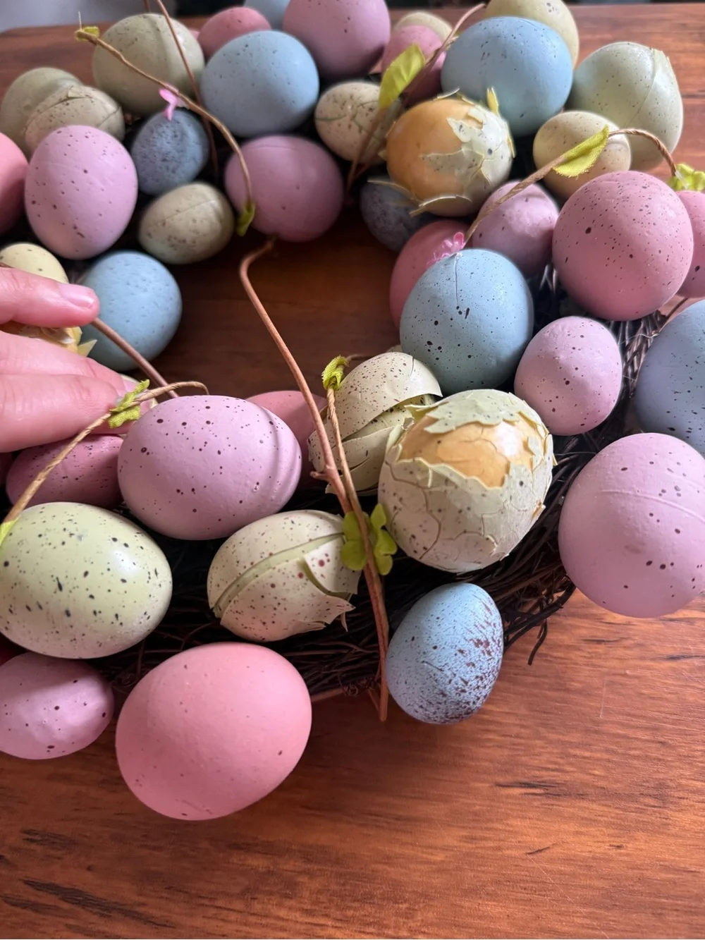 Pastel Easter Egg Wreath - Spring Door Decor in Pink, Blue, Green, Cream, Yellow